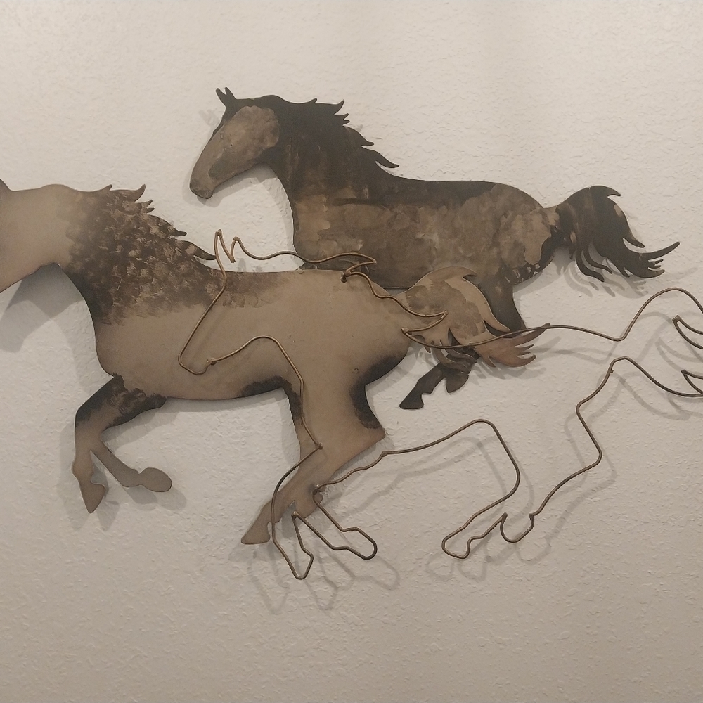 Wild horses metal wall art